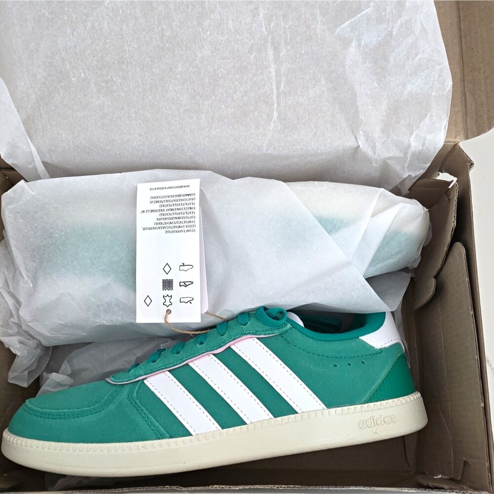 adidas Women's Green/White Low Top Lace-Up Athletic Sneaker Shoes sz 7